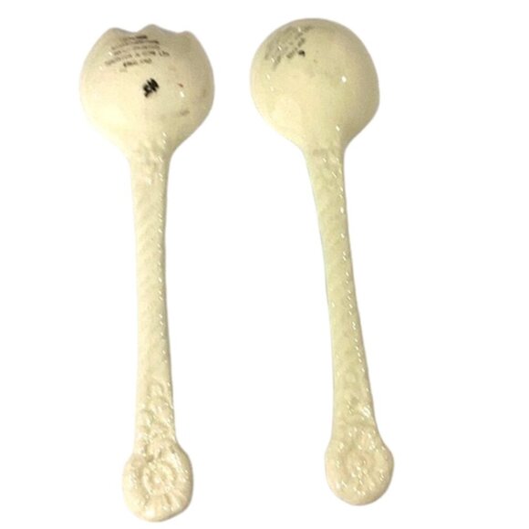 Vtge Shorter & Son Staffordshire Pair Hand-Paint Salad Spoons Anemone Flowers - Picture 2 of 8